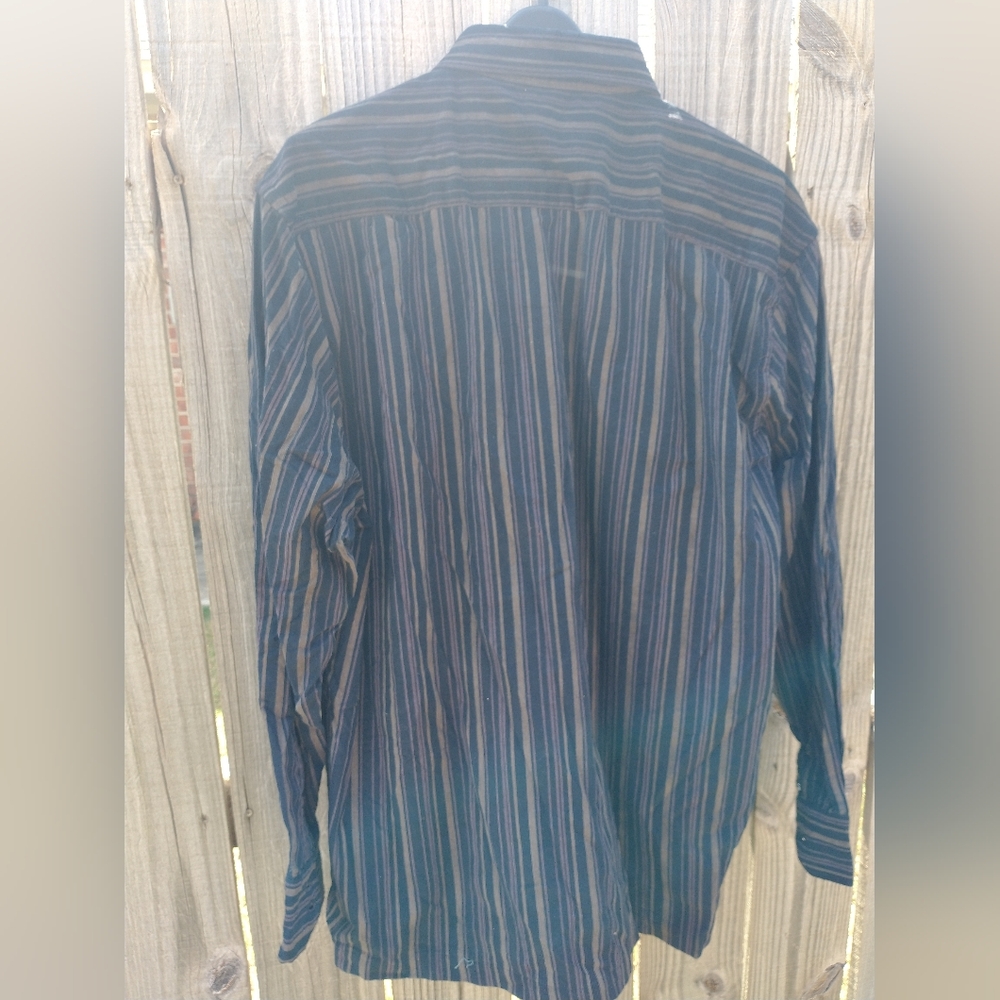NWT Puntodue Shirt Men's XL Blue Striped Button Up Long Sleeve Casual Preppy - Picture 2 of 9